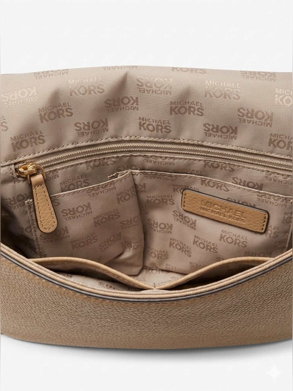 Michael Michael Kors Beige Pebbled Leather Crossbody Bag Gold Hardware EUC - Picture 6 of 7